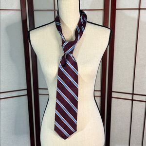 Brooks Brothers Burgundy and Light Blue Striped Tie